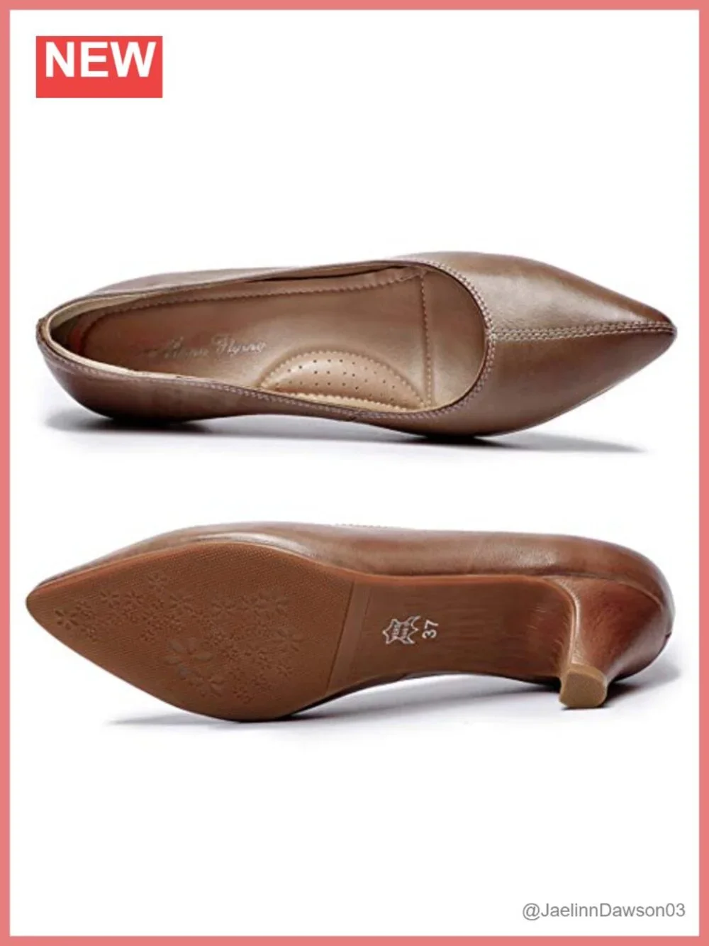Women's Sheepskin Leather Kitten Heel Pumps, Pointed Toe Office Dress Shoes